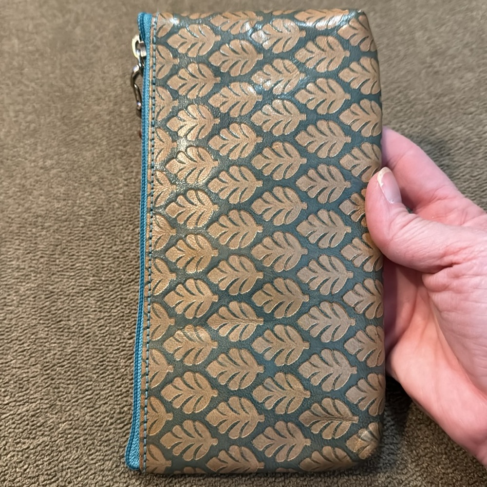 Blithe Embossed Leather Cosmetic Bag Zip Pouch Bl… - image 3